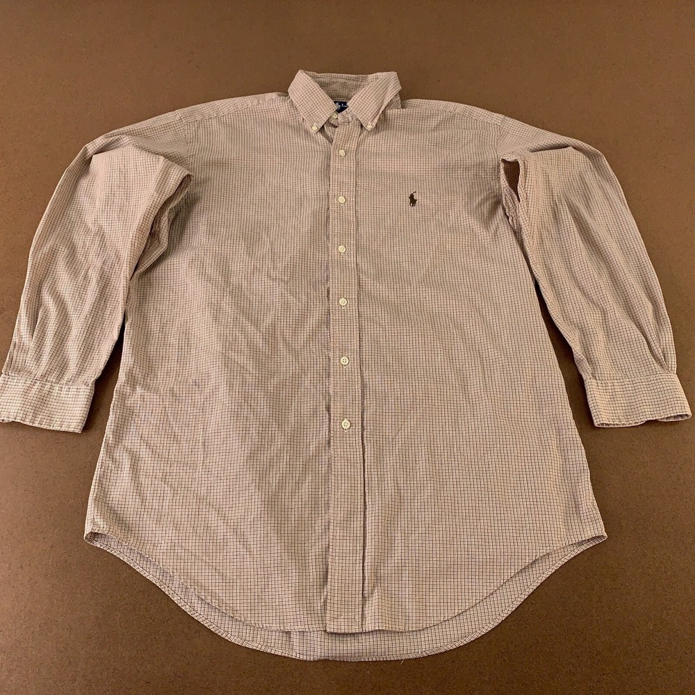 Ralph Lauren Yarmouth Men's Size 15.5 32/33 Plaid Long Sleeve Button Front Shirt